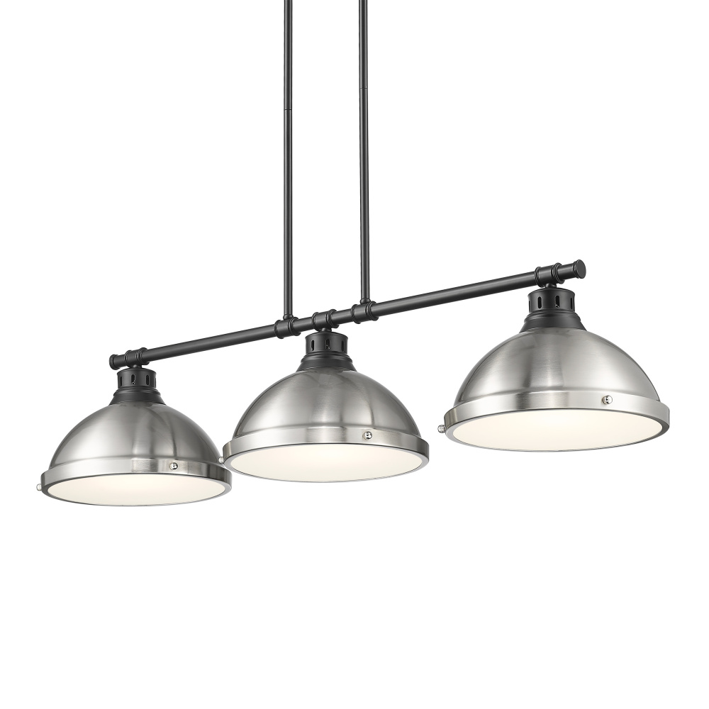 Yep by Golden Lighting Duncan 3-light Island Light in Matte Black and Pewter shade